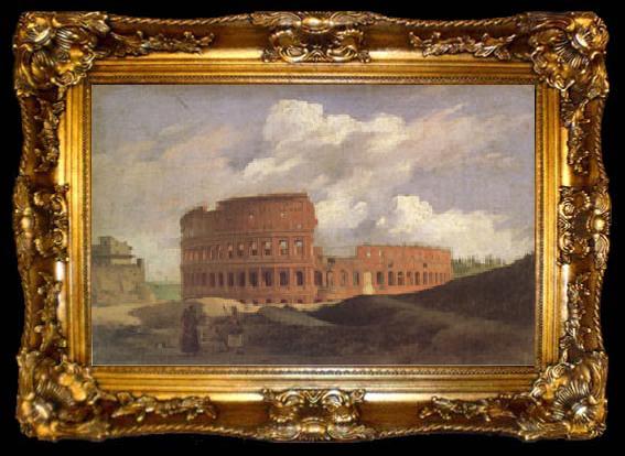 framed  Achille-Etna Michallon View of the Colosseum at Rome (mk05), ta009-2